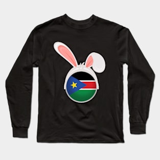 happy easter South Sudan bunny ears flag cute designs Long Sleeve T-Shirt